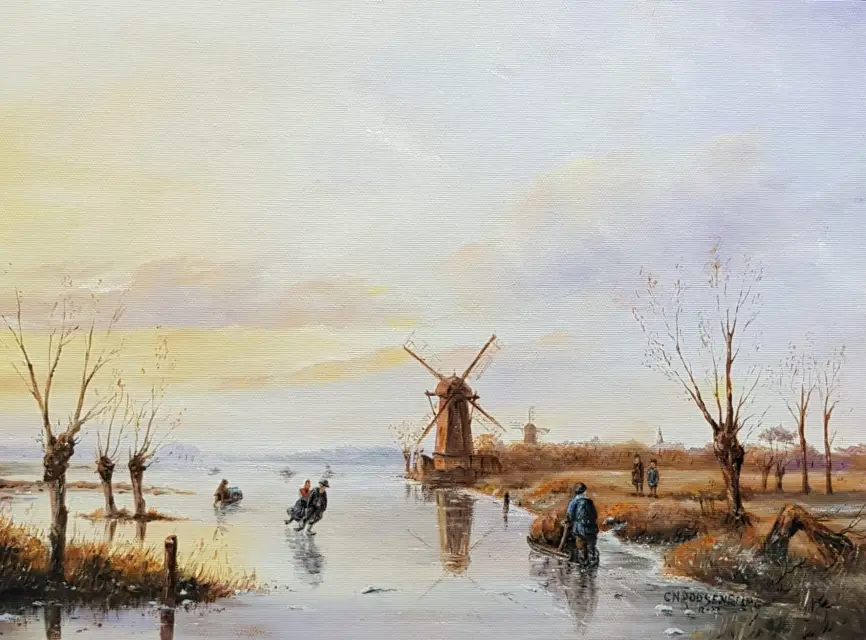 Winterlandschap schilderij Andreas Schelfhout door Kees Roosenburg