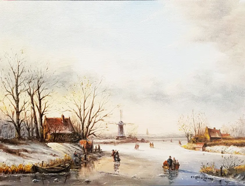Winterlandschap schilderij Spohler