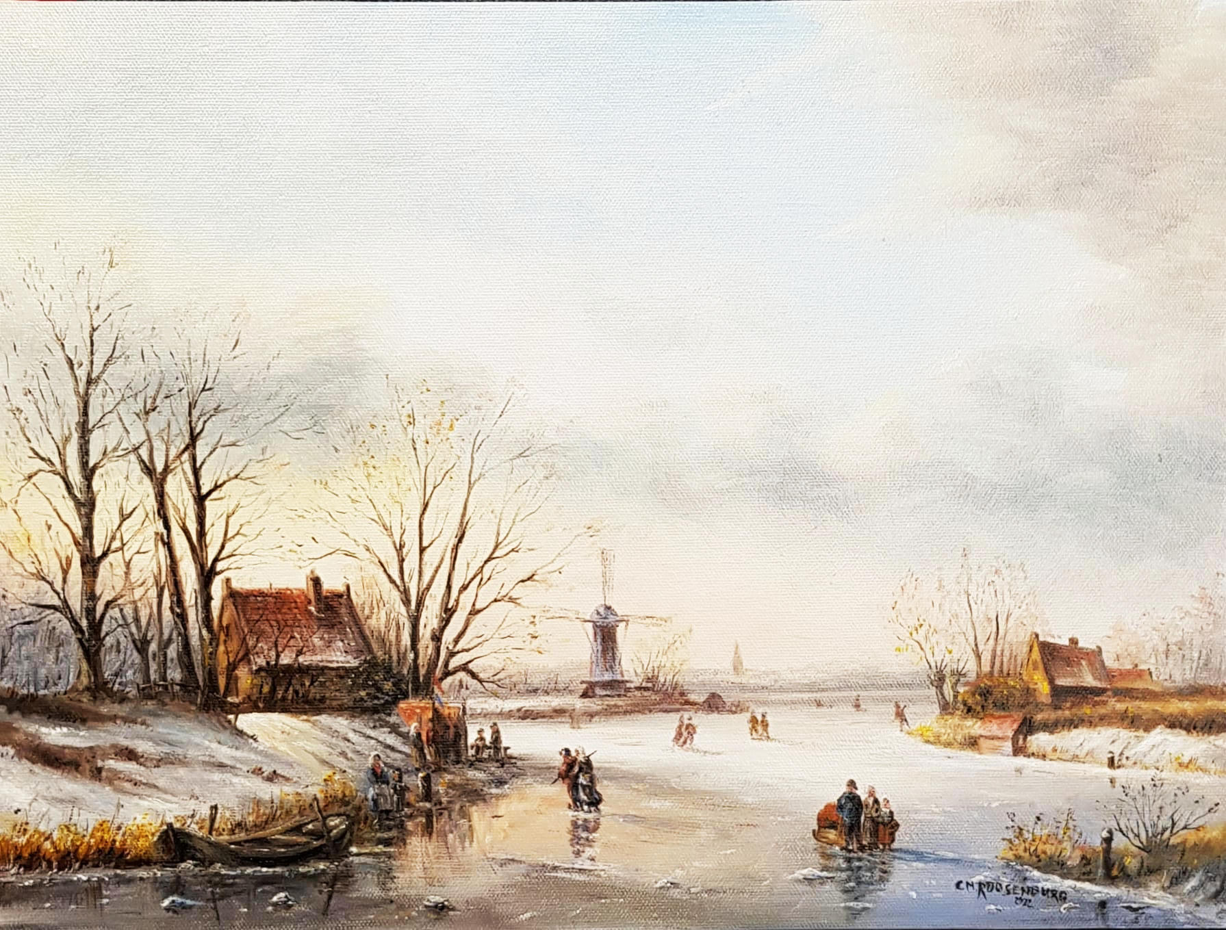 Winterlandschap schilderij Spohler