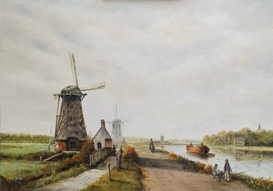 Zomerlandschap schilderij door Kees Roosenburg